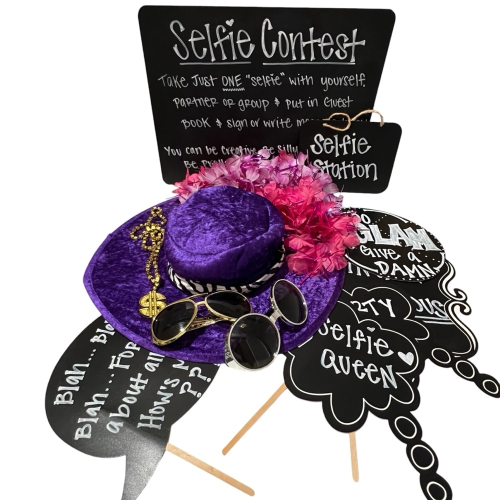 Photo Booth Station Party Props Signs and Costume Bundle